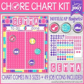 Bottle Cap Job Chart {Pastel Bricks} PRINTABLE