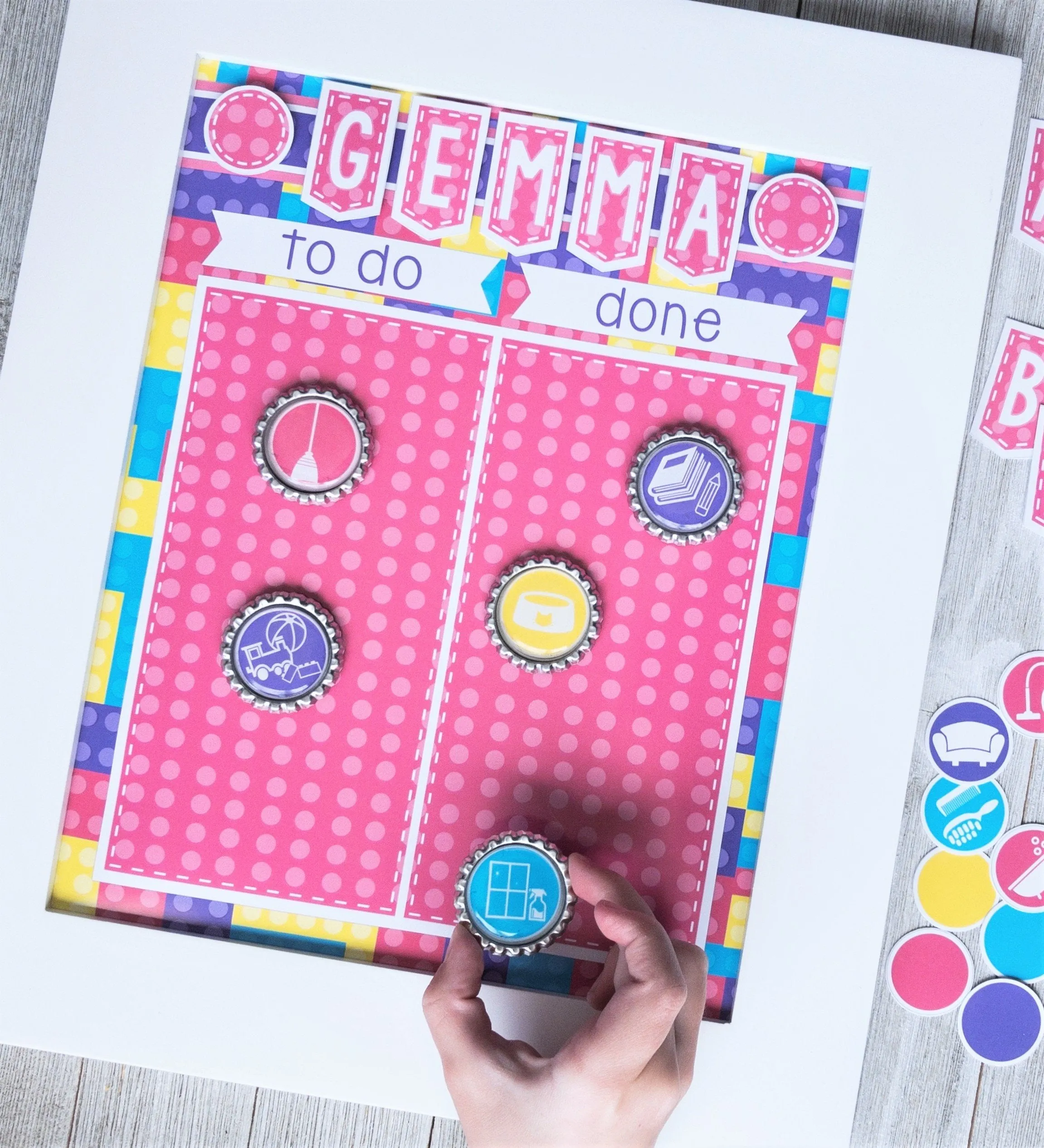 Bottle Cap Job Chart {Pastel Bricks} PRINTABLE