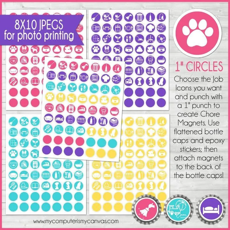 Bottle Cap Job Chart {Pastel Bricks} PRINTABLE