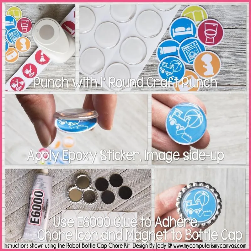 Bottle Cap Job Chart {Pastel Bricks} PRINTABLE