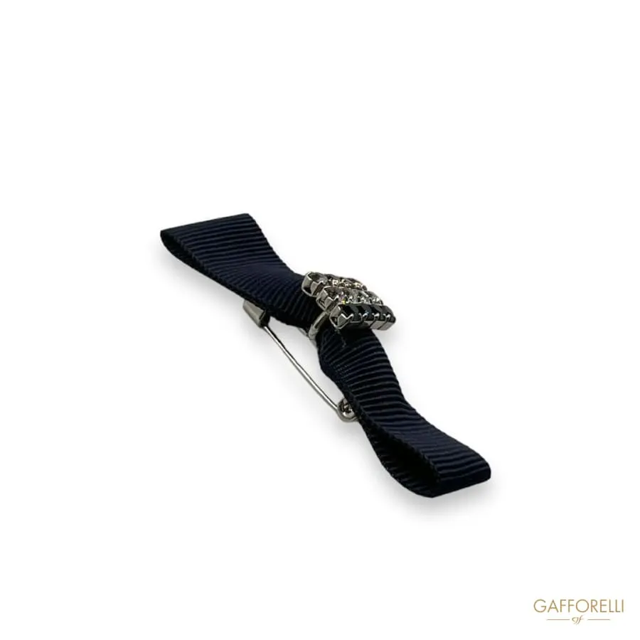 Bow Brooch with Two-tone Rhinestones U448 - Gafforelli Srl