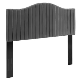 Brielle Channel Tufted Performance Velvet King/California King Headboard By Modway - MOD-6560 - Charcoal