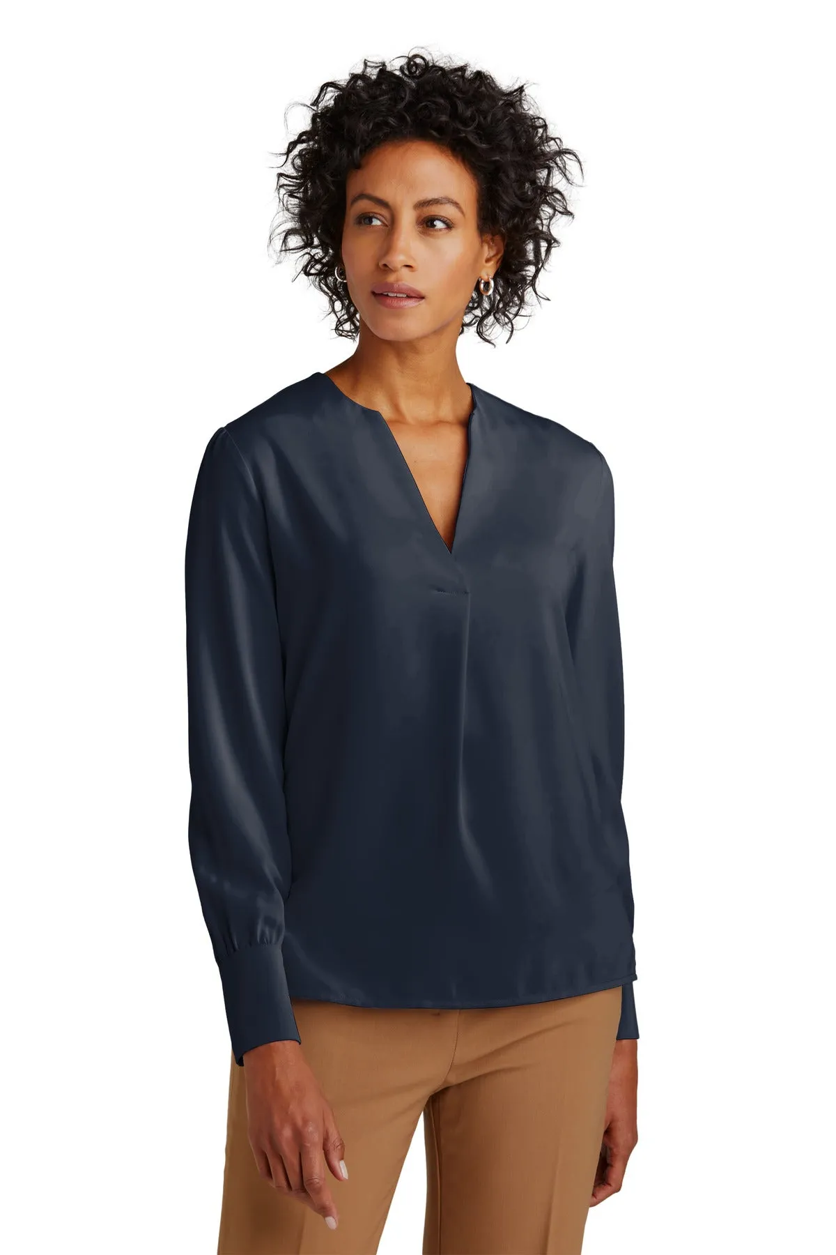 Brooks Brothers Women's Open-Neck Satin Blouse