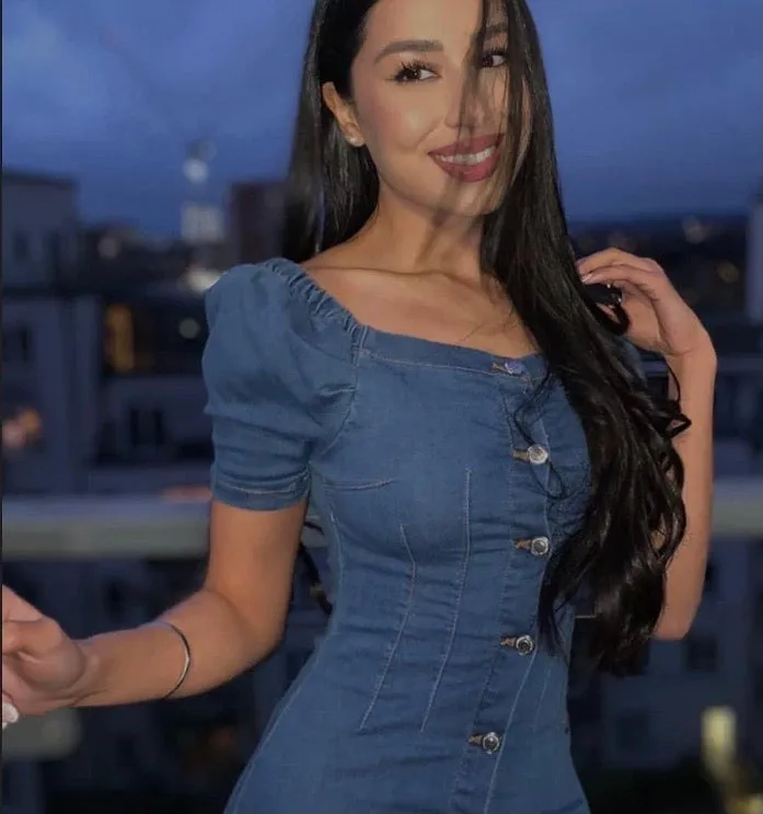 Button Front Denim Mini Dress