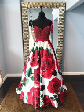 Charming Satin Sweetheart Neckline A-line Prom Dresses With Beadings PD098