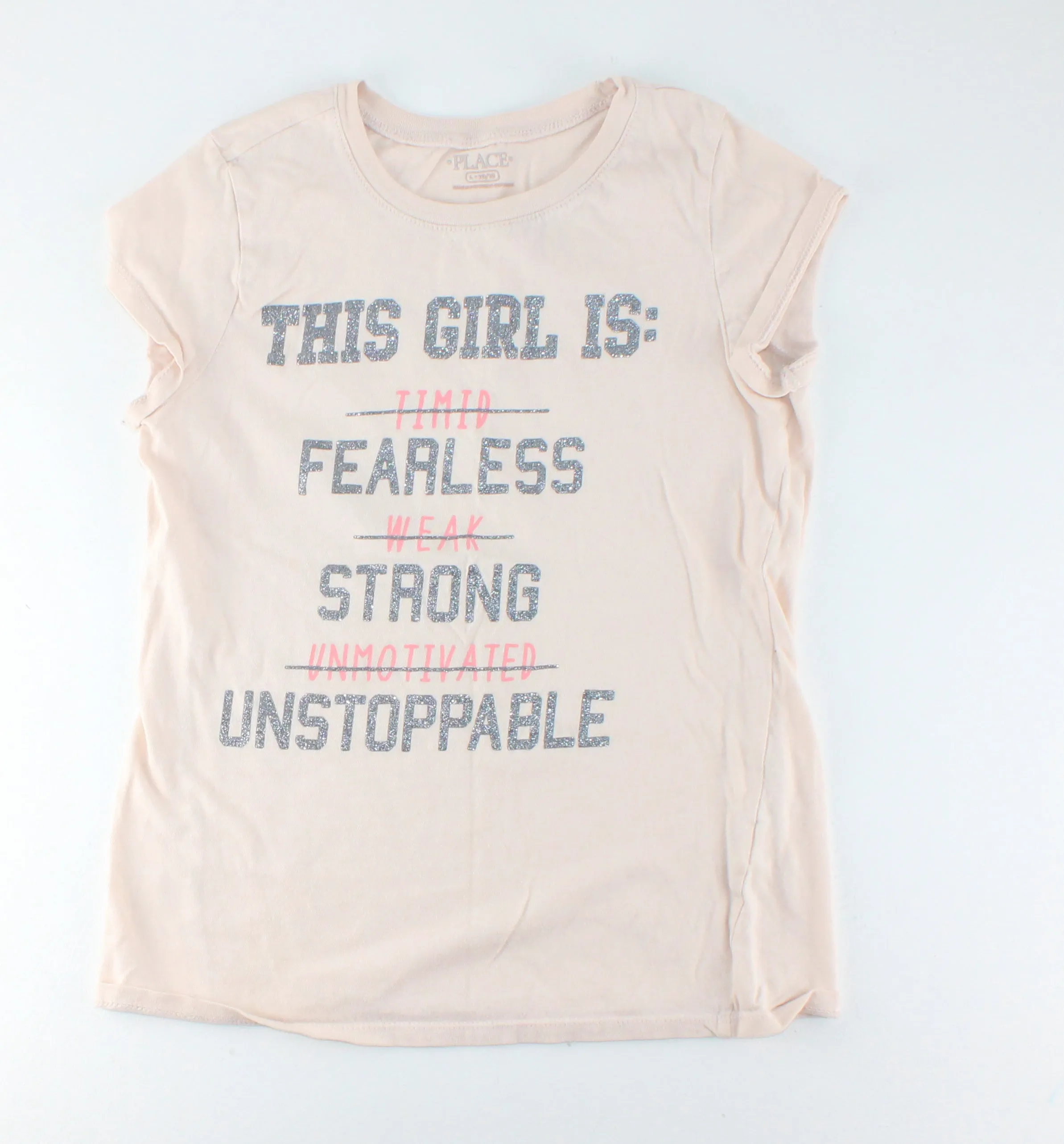 CHILDRENS PLACE PEACH "THIS GIRL IS" SHIRT 10Y EUC