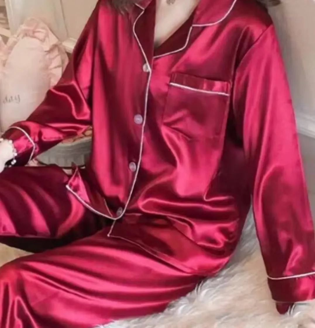 Christmas Coloured Satin PJs