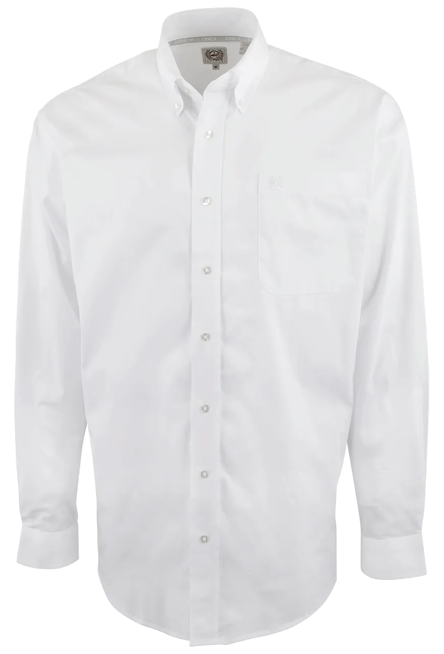 Cinch Button-Front Shirt - Solid White