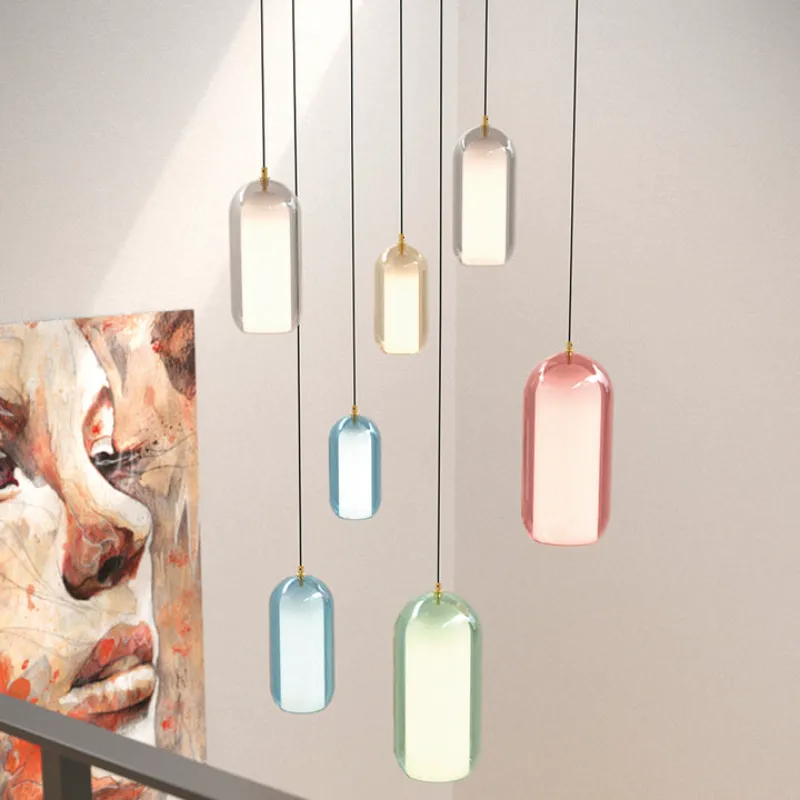 Contemporary Double-Chamber Glass Pendant
