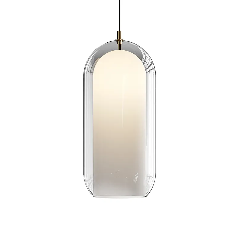 Contemporary Double-Chamber Glass Pendant