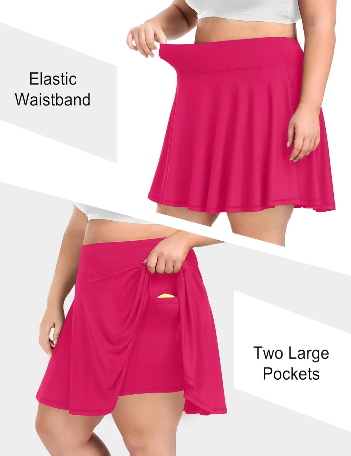 COOTRY Women's Plus Size Pleated Tennis Skirt with Shorts Athletic Golf Skorts with Pockets High Waisted Workout Skirts