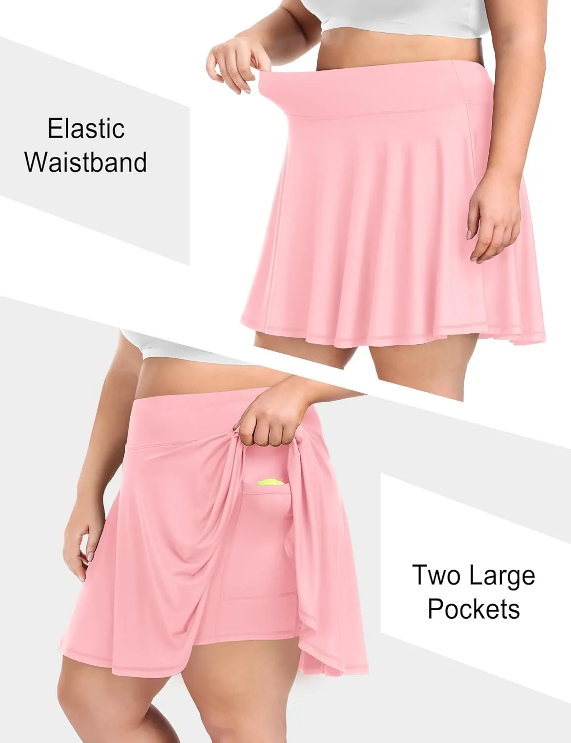 COOTRY Women's Plus Size Pleated Tennis Skirt with Shorts Athletic Golf Skorts with Pockets High Waisted Workout Skirts