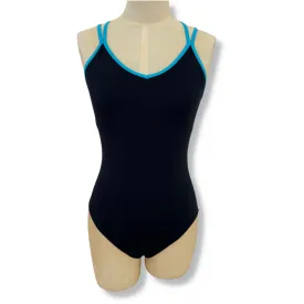 Criss-Cross Contrast Dance Leotard Turquoise