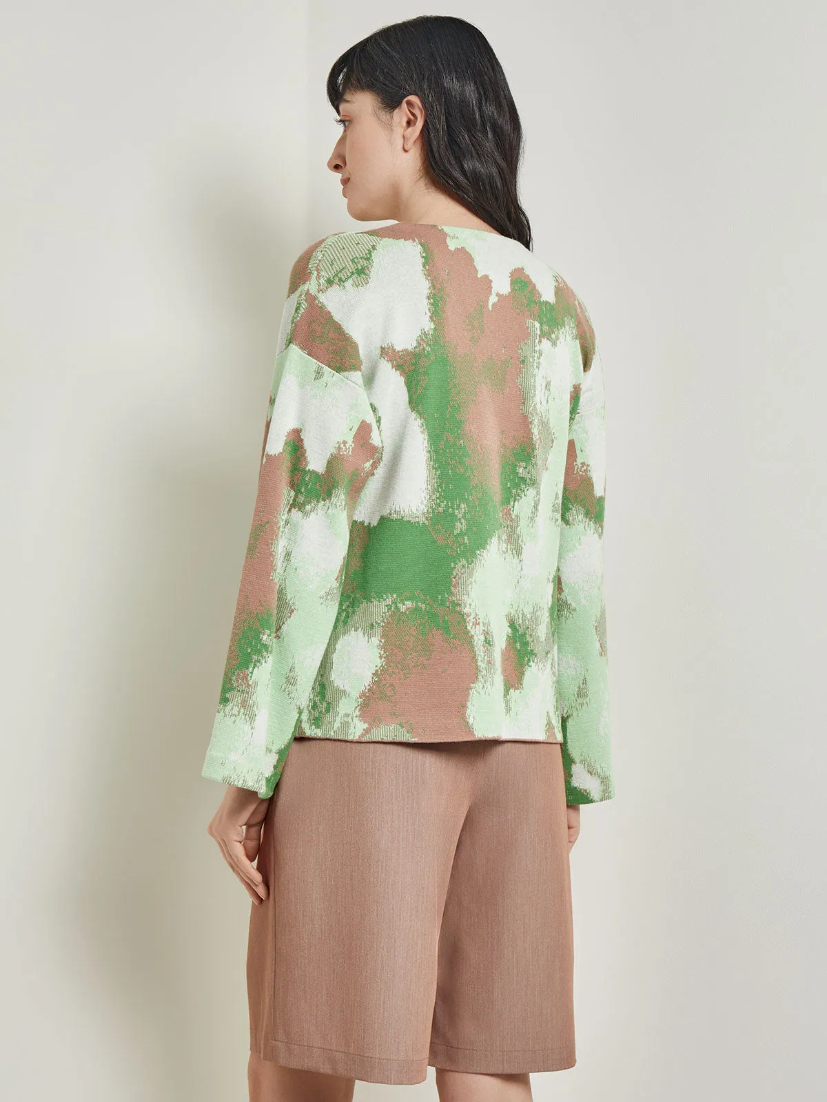Crossover Jacket - Bell Sleeve Recycled Jacquard Knit