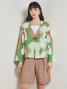 Crossover Jacket - Bell Sleeve Recycled Jacquard Knit