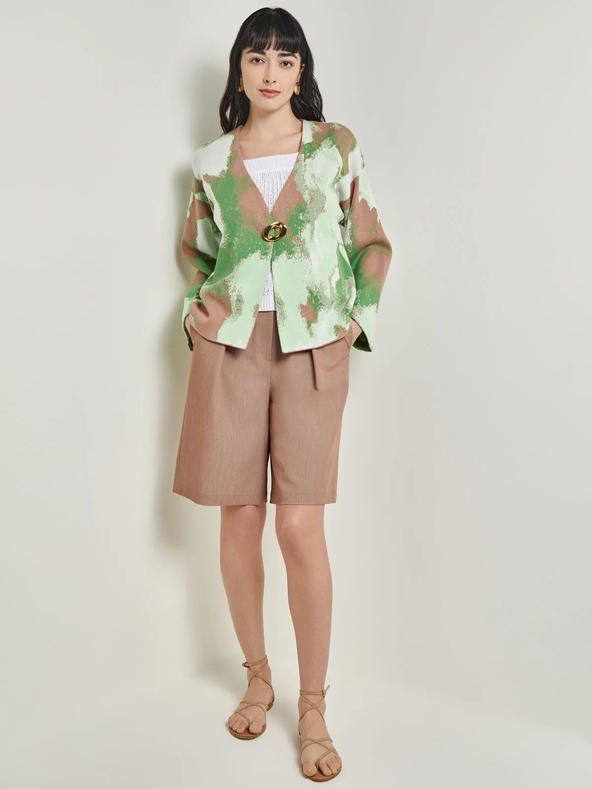 Crossover Jacket - Bell Sleeve Recycled Jacquard Knit