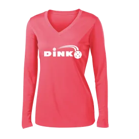 Dink | Women's Long Sleeve V-Neck Pickleball Shirts | 100% Polyester
