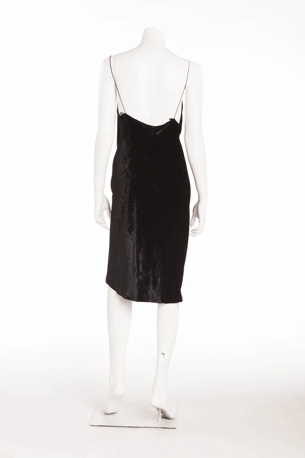 Donna Karan  - Black Velvet Spaghetti Strap Dress - S