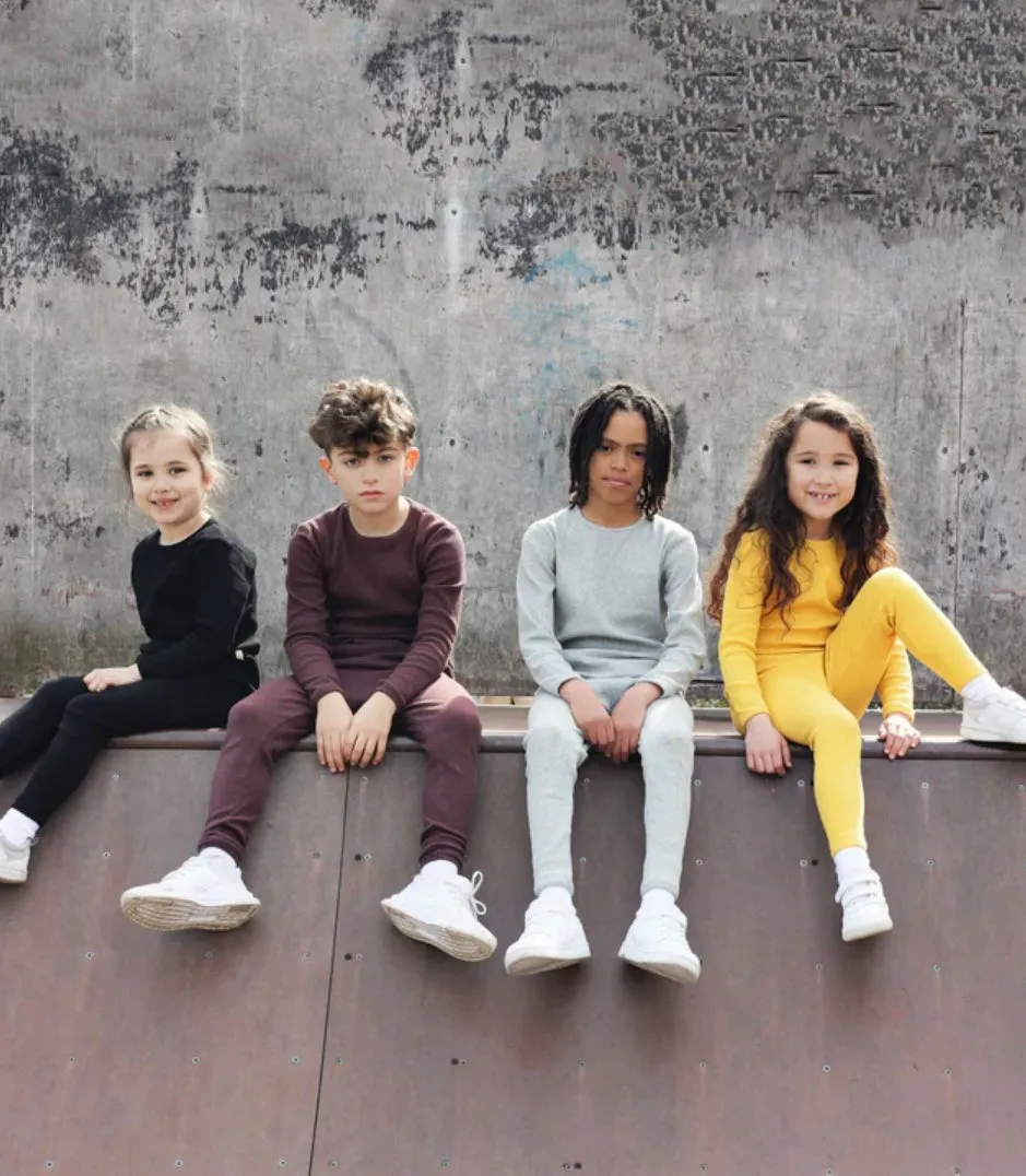 Dove Grey Children’s Ribbed Loungeset (Matching Available)
