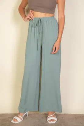 Drawstring waist wide leg minimalist pants (CAPELLA)
