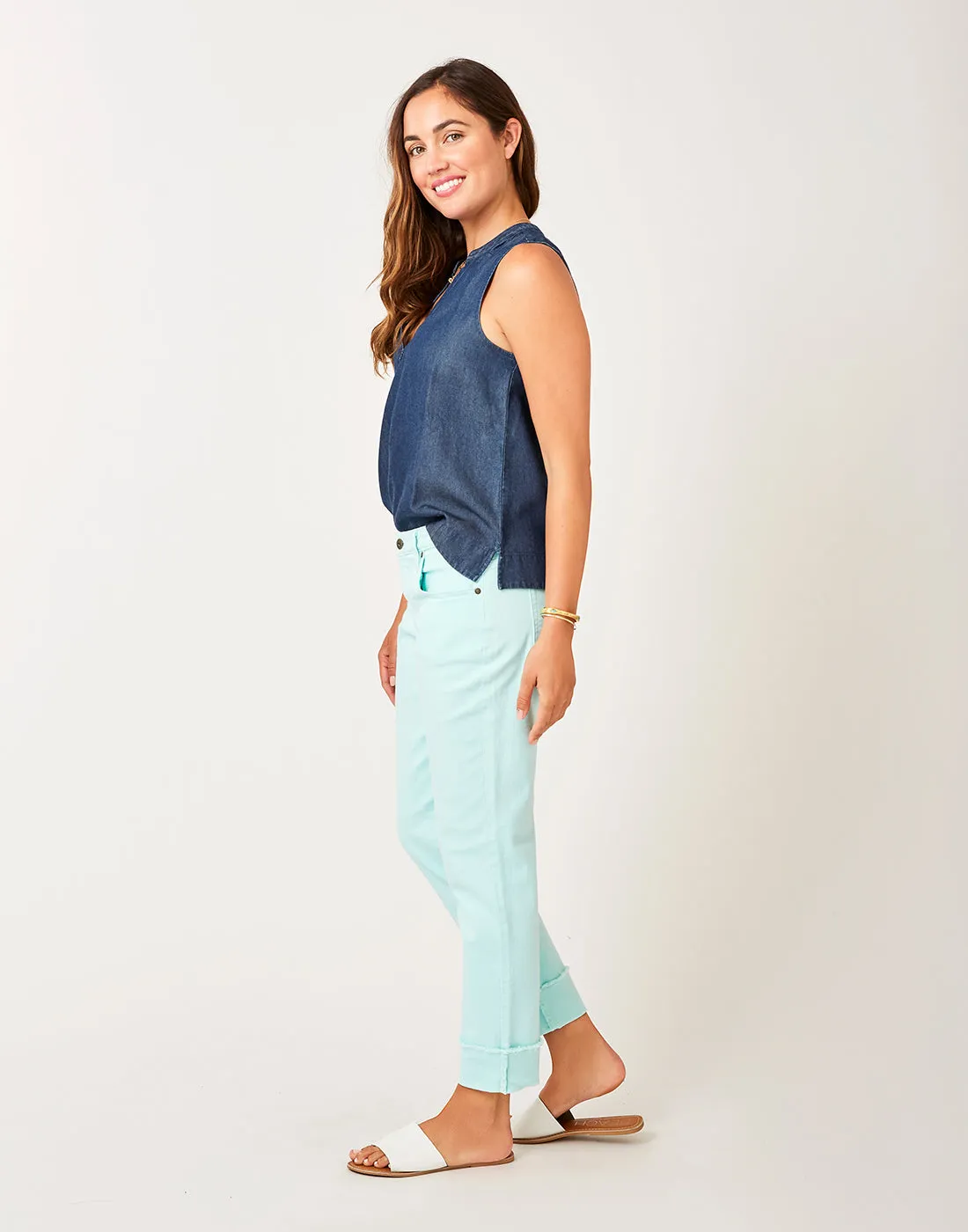 Dylan Tencel Tank: Dark Chambray