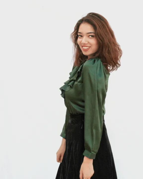 Emerald Satin Blouse