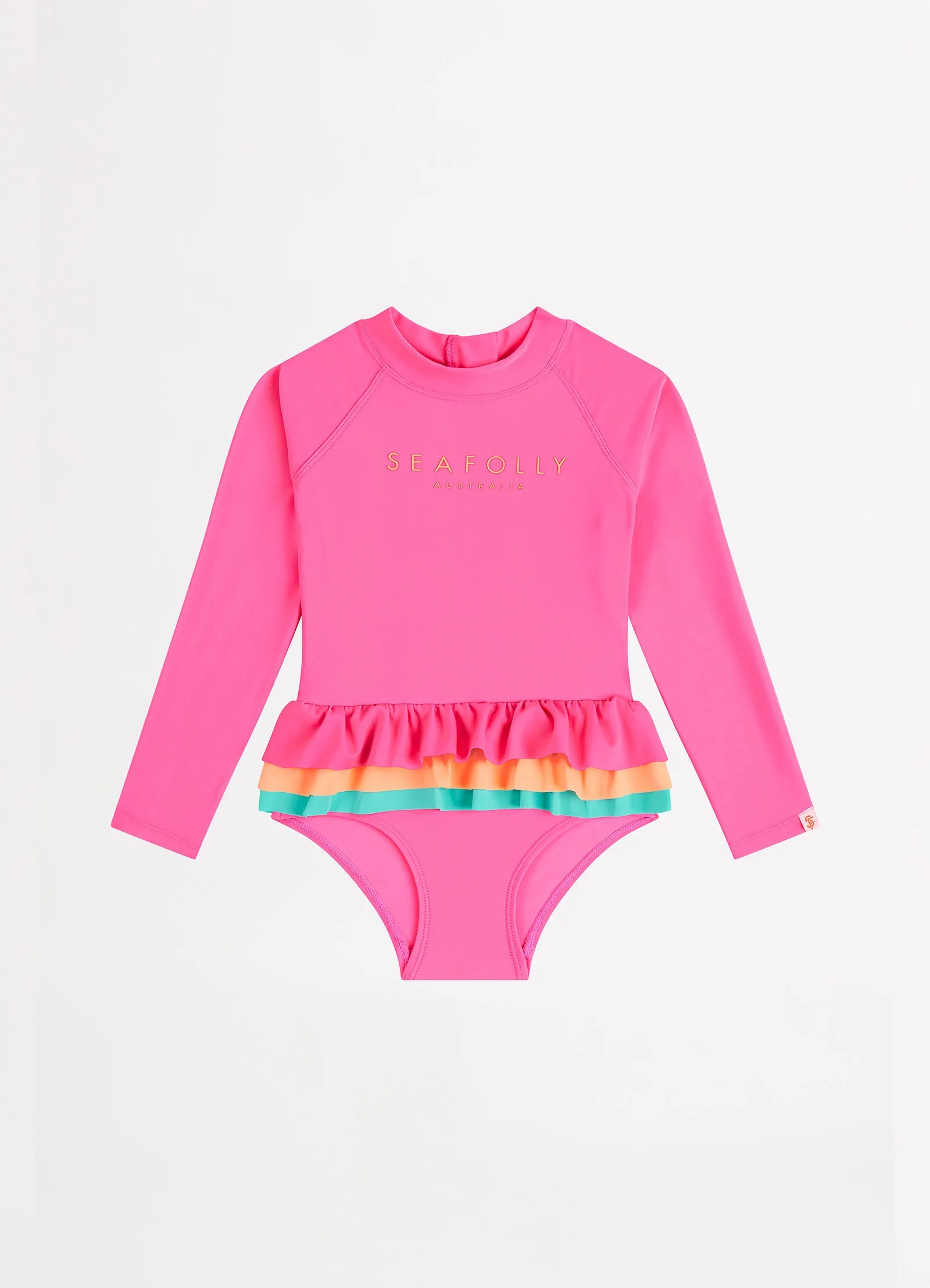 Essential Girls Colour Blocked Paddlesuit - Peony