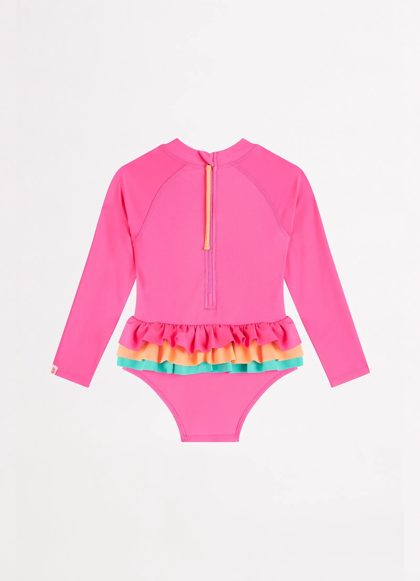 Essential Girls Colour Blocked Paddlesuit - Peony