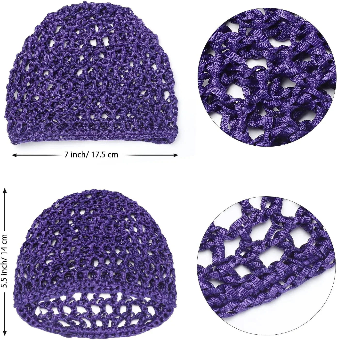 Etercycle 3 Pieces Mesh Crochet Hair Net Snoods for Women, Soft Rayon Knit Crochet Hairnet Hair Cover Accessory for Sleeping