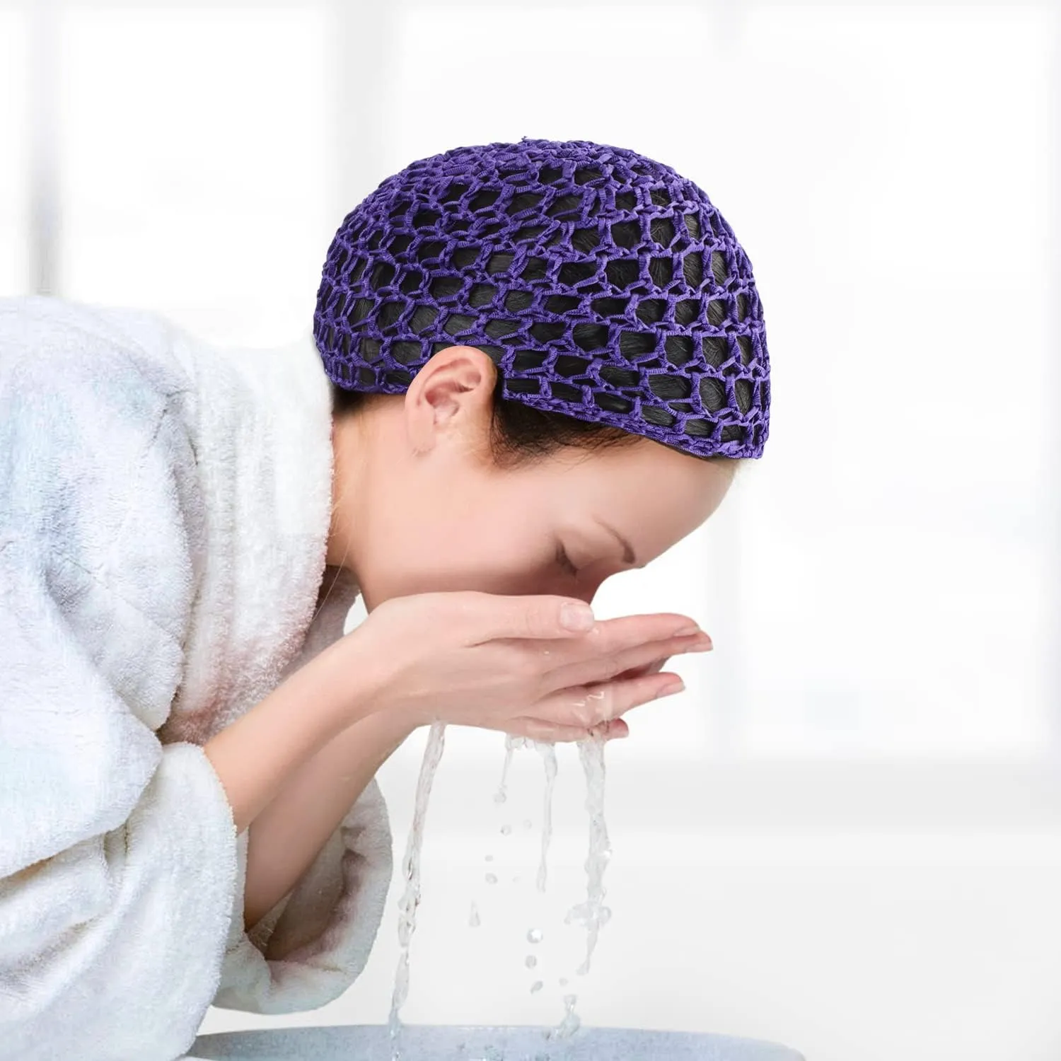 Etercycle 3 Pieces Mesh Crochet Hair Net Snoods for Women, Soft Rayon Knit Crochet Hairnet Hair Cover Accessory for Sleeping