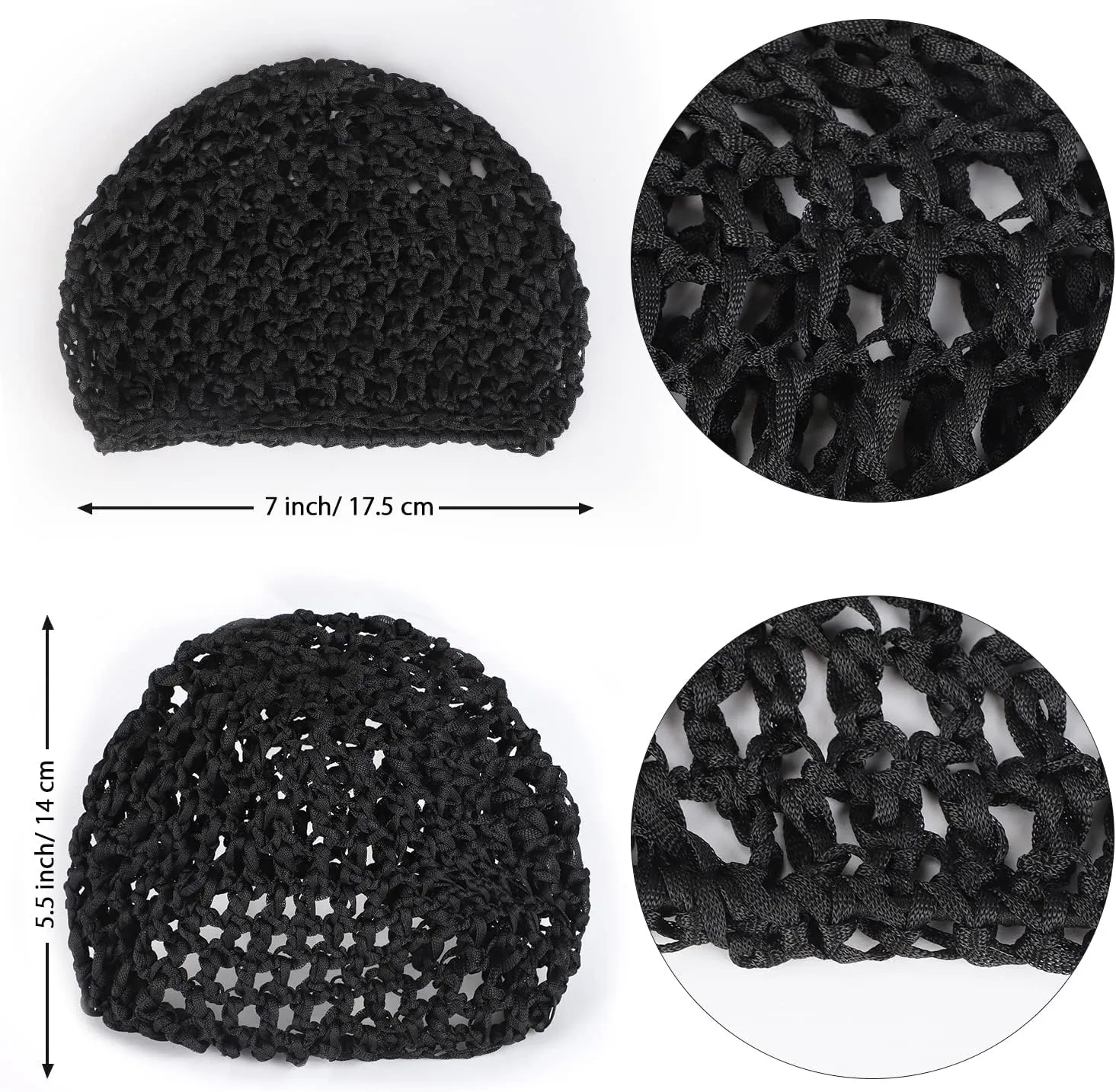 Etercycle 3 Pieces Mesh Crochet Hair Net Snoods for Women, Soft Rayon Knit Crochet Hairnet Hair Cover Accessory for Sleeping
