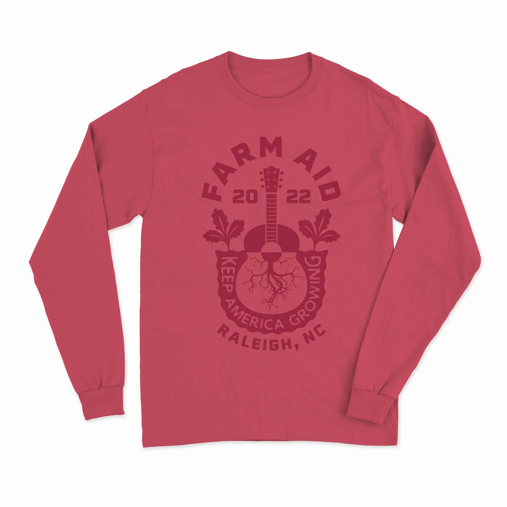 Farm Aid 2022 Keep America Growing Long Sleeve Unisex Tee – Burgundy