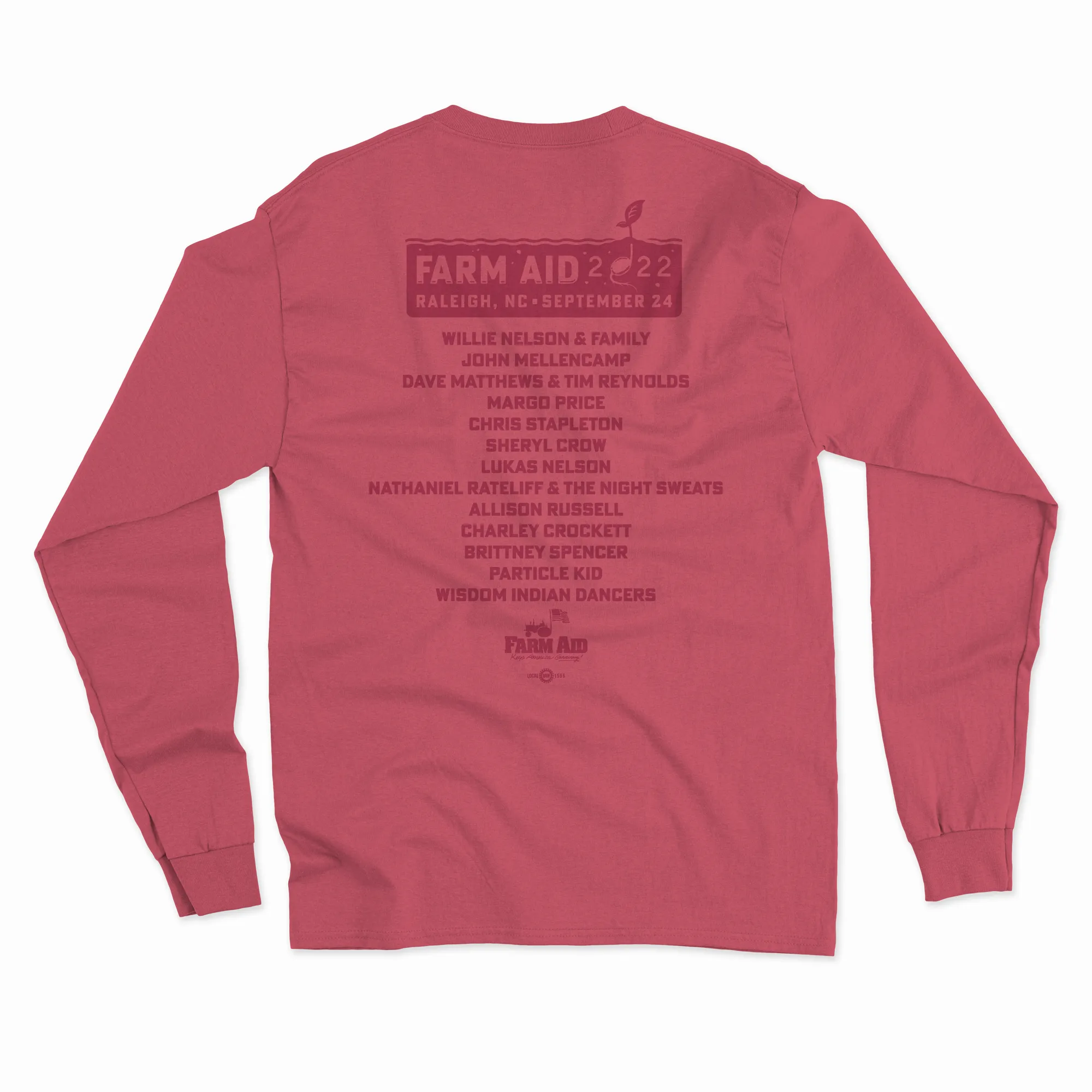 Farm Aid 2022 Keep America Growing Long Sleeve Unisex Tee – Burgundy