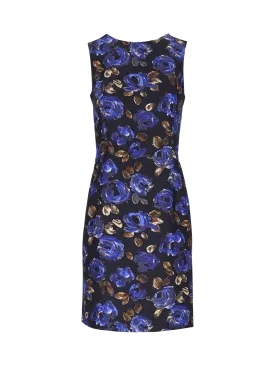 floral-print silk-wool sheath dress