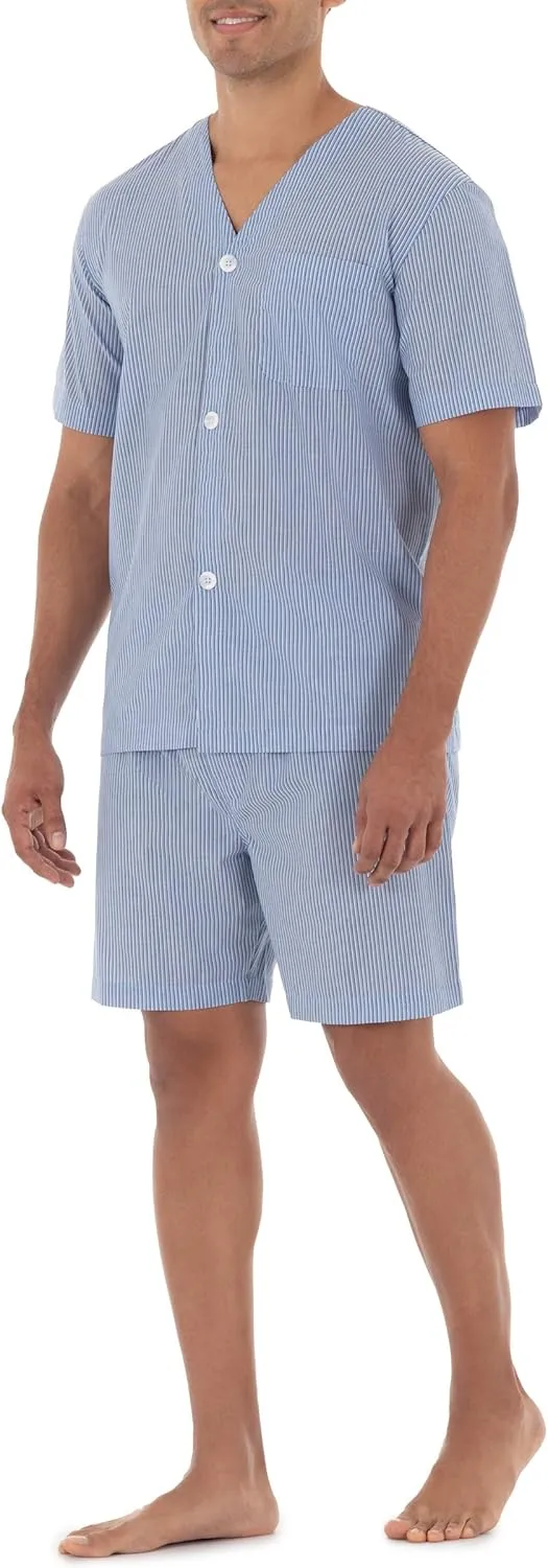 Fruit of the Loom Men's Broadcloth Short Sleeve Pajama Set