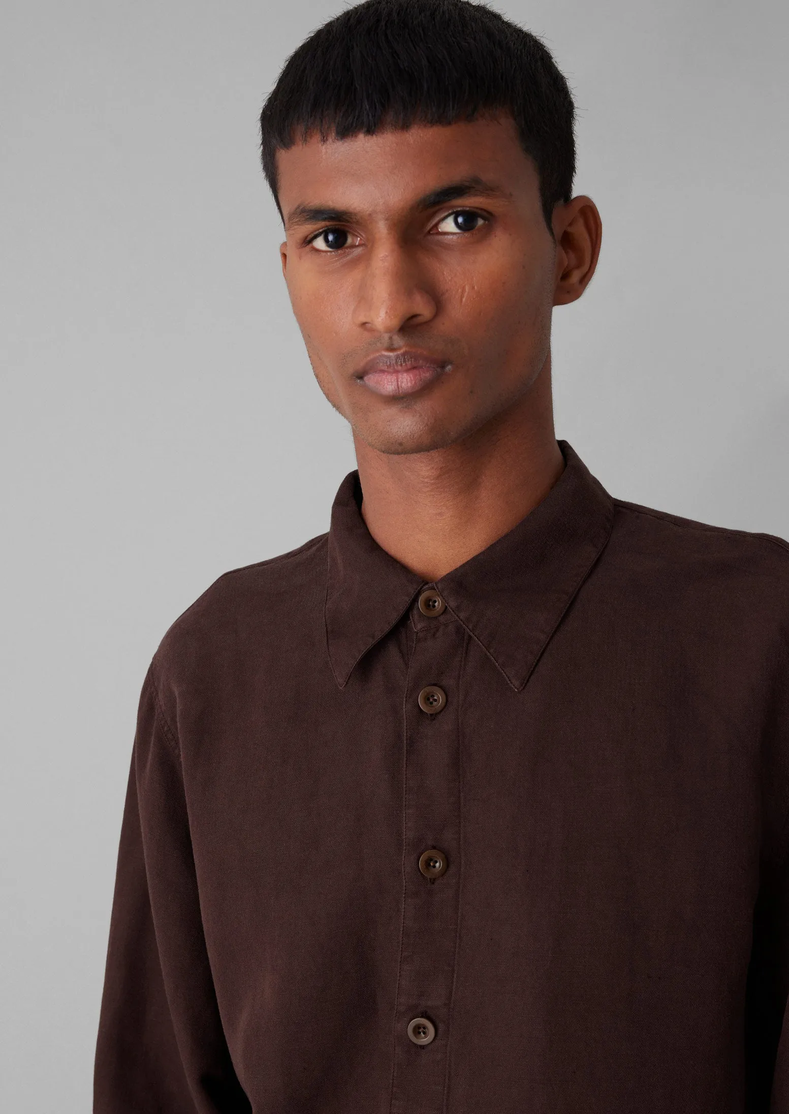 Garment Dyed Point Collar Shirt | Deep Burgundy