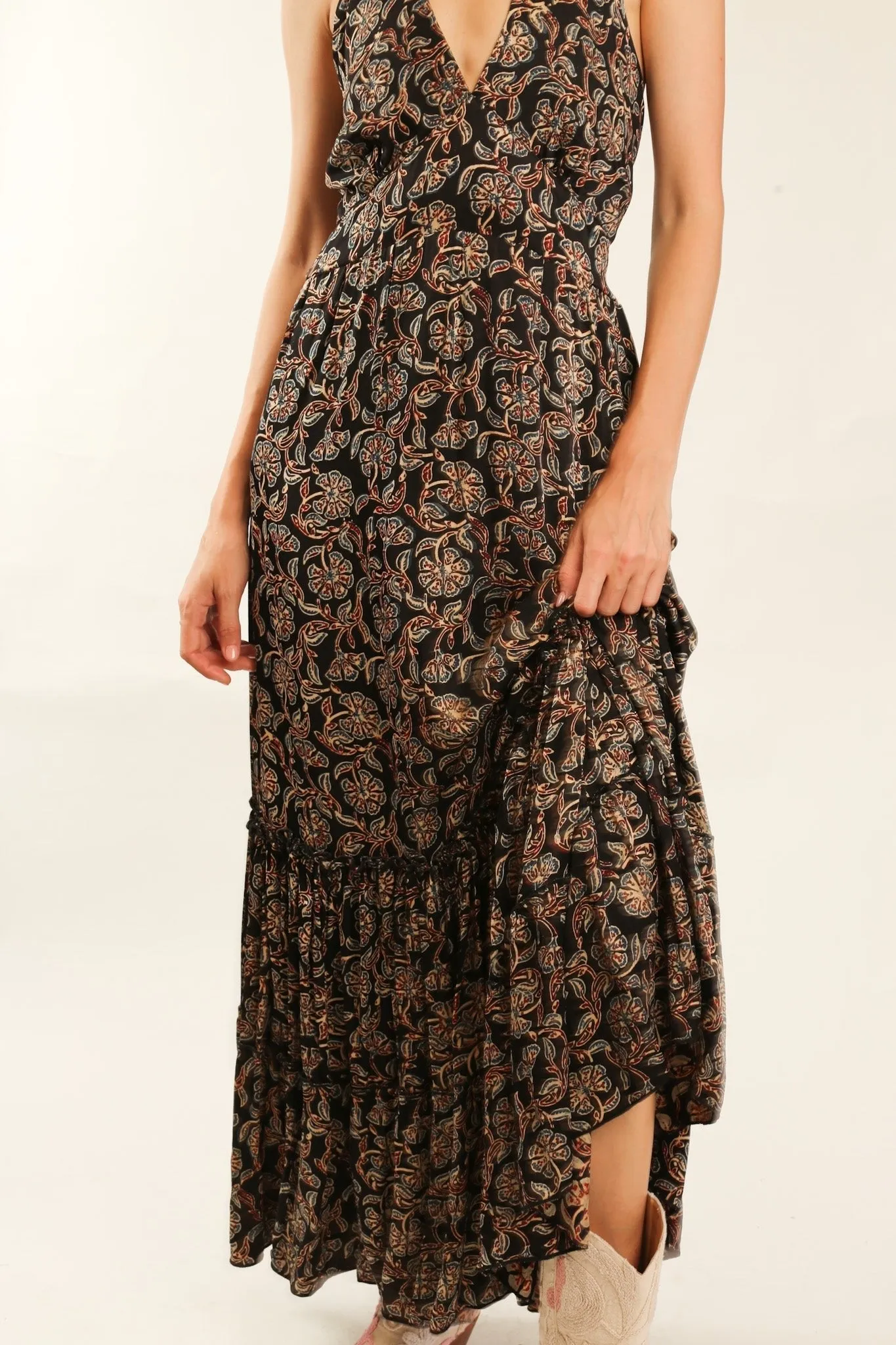 HAND BLOCK SILK DRESS LAXMI