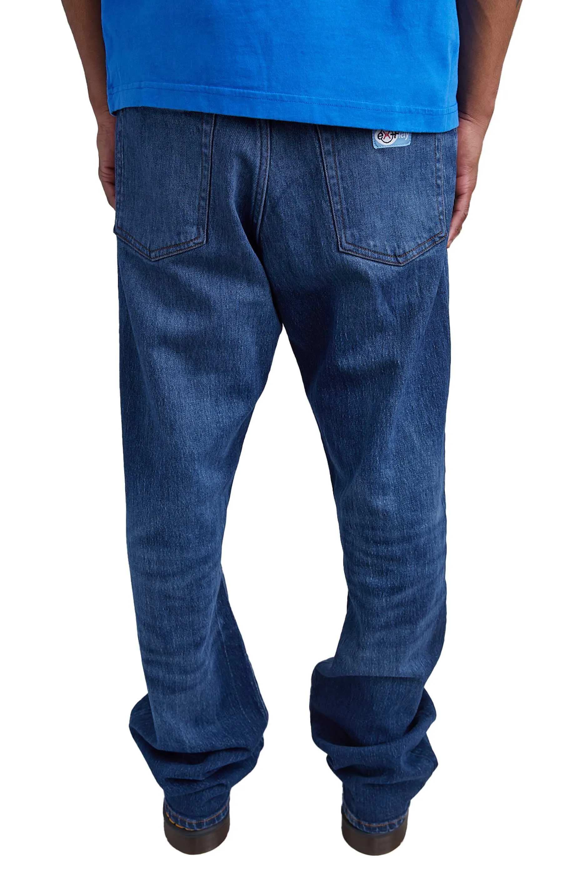 Optimized Product Title: Heron Preston Distressed X-Ray Wash Blue Denim Jeans