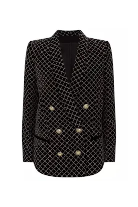 Here is an optimized title for the e-commerce product:

Stylish Jade Sparkle Blazer Jacket for Women - Premium Patterned Design