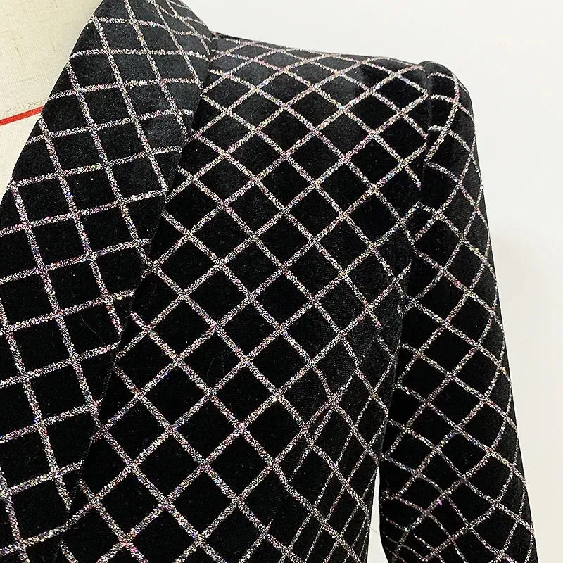 Here is an optimized title for the e-commerce product:

Stylish Jade Sparkle Blazer Jacket for Women - Premium Patterned Design