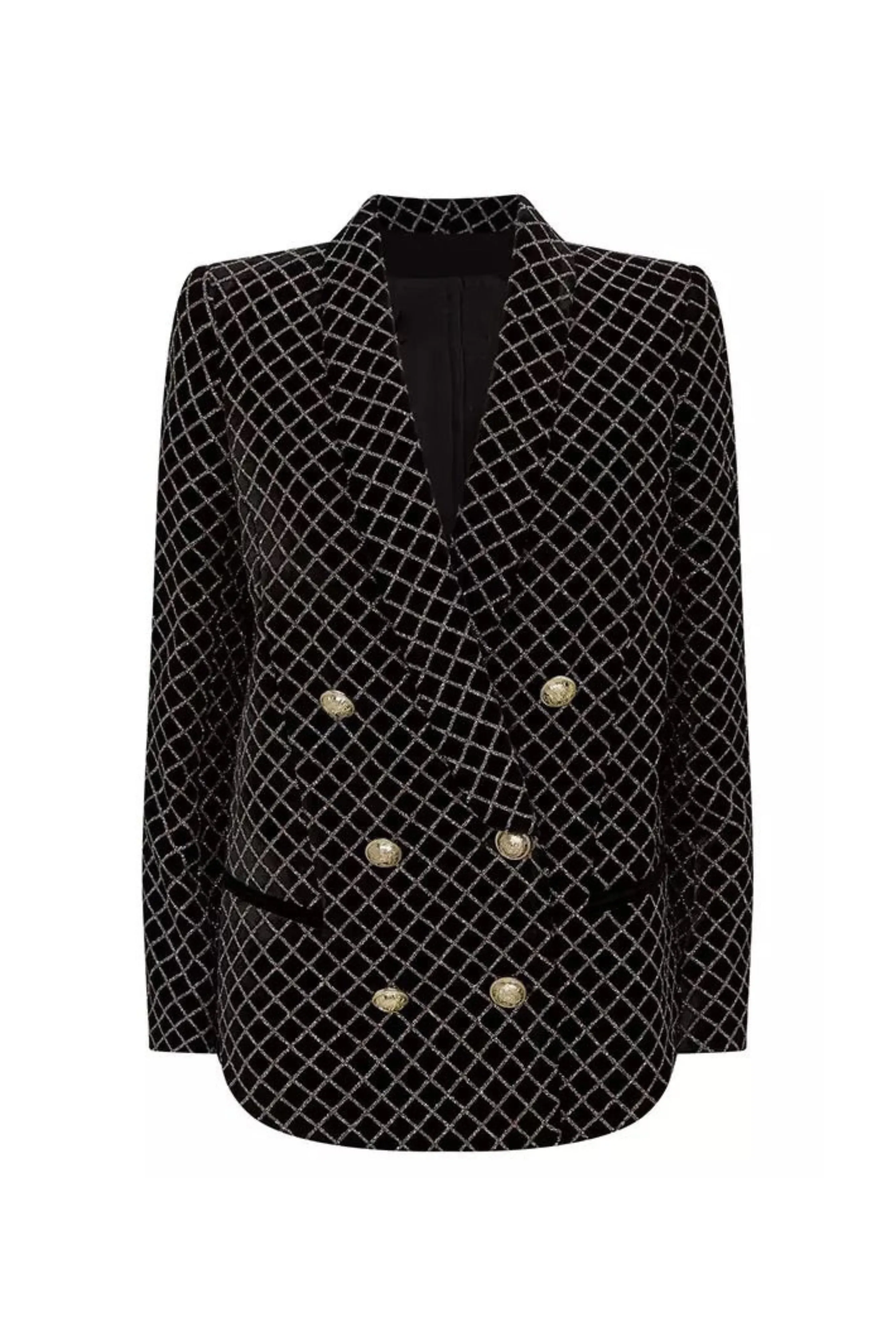 Here is an optimized title for the e-commerce product:

Stylish Jade Sparkle Blazer Jacket for Women - Premium Patterned Design