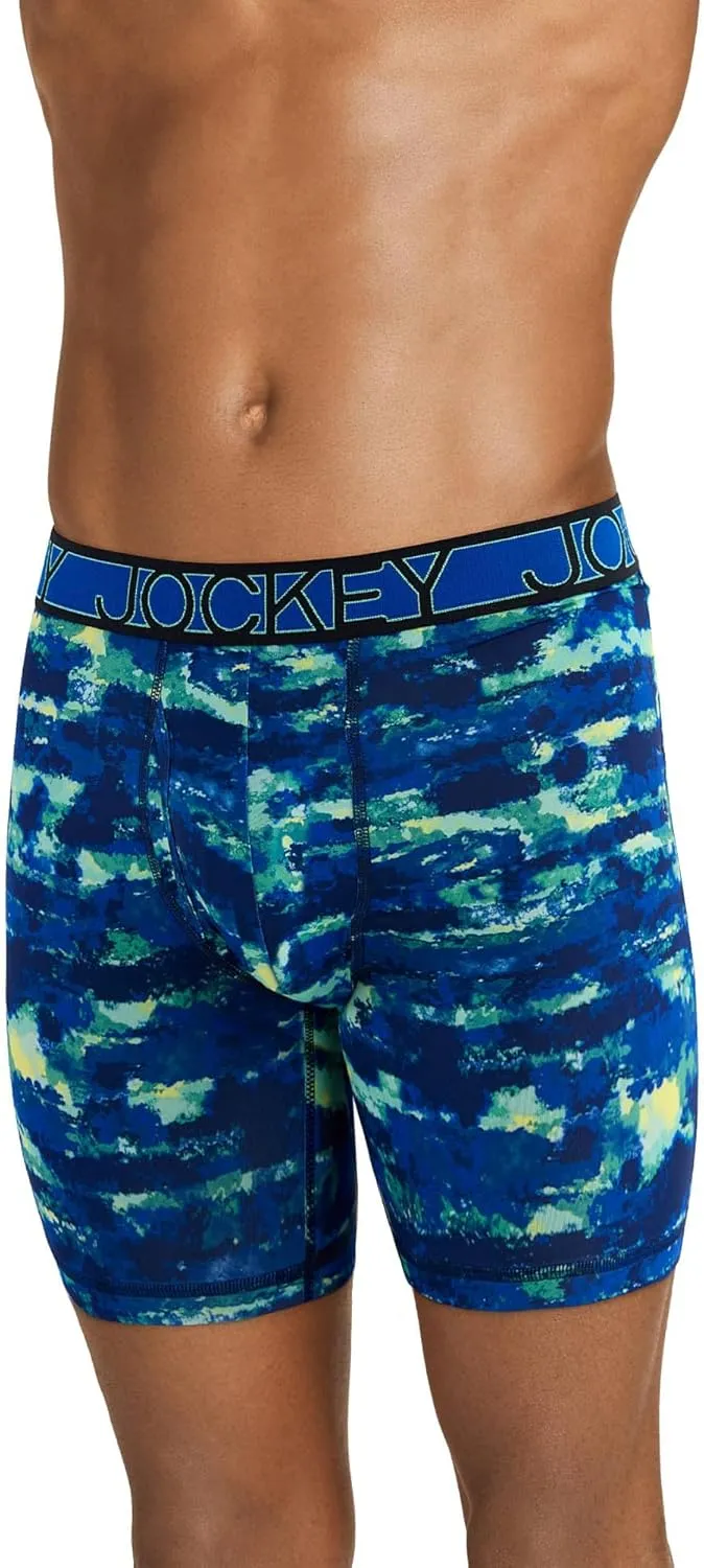Jockey Men's Underwear Active Microfiber 9" Long Leg Boxer Brief - 3 Pack
