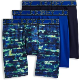 Jockey Men's Underwear Active Microfiber 9" Long Leg Boxer Brief - 3 Pack