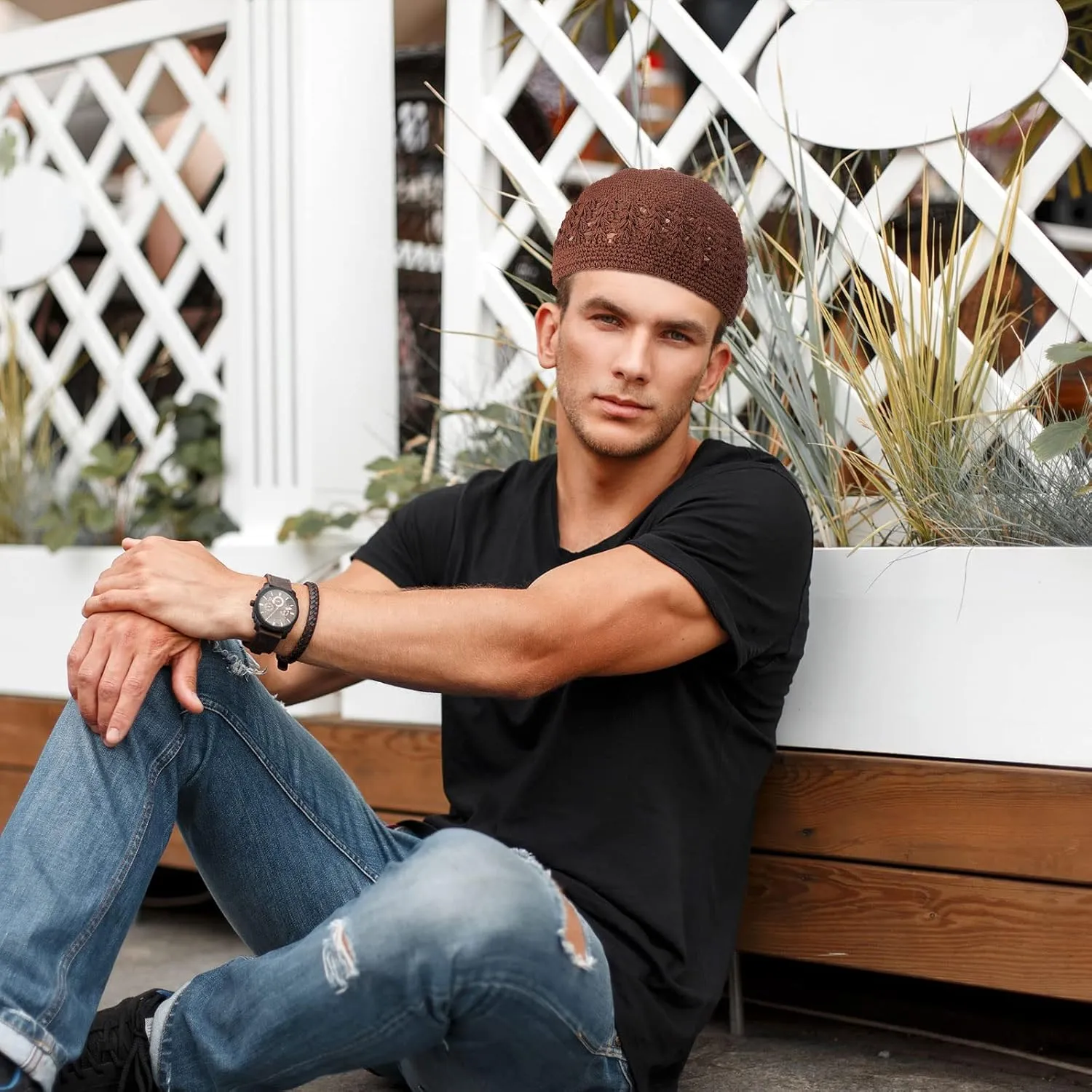 Kufi Hat for Men Knit Kufi Cap Crochet Beanie Skull Beanie for Men Women