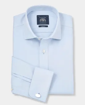 Light Blue Cotton Twill Slim Fit Non-Iron Shirt - Double Cuff