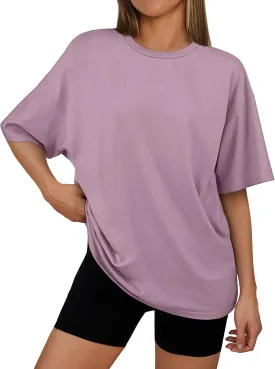 LILLUSORY Womens Oversized T Shirts Workout Plus Size Short Sleeves Tops Casual Loose Basic Tees Summer Outfits 2025
