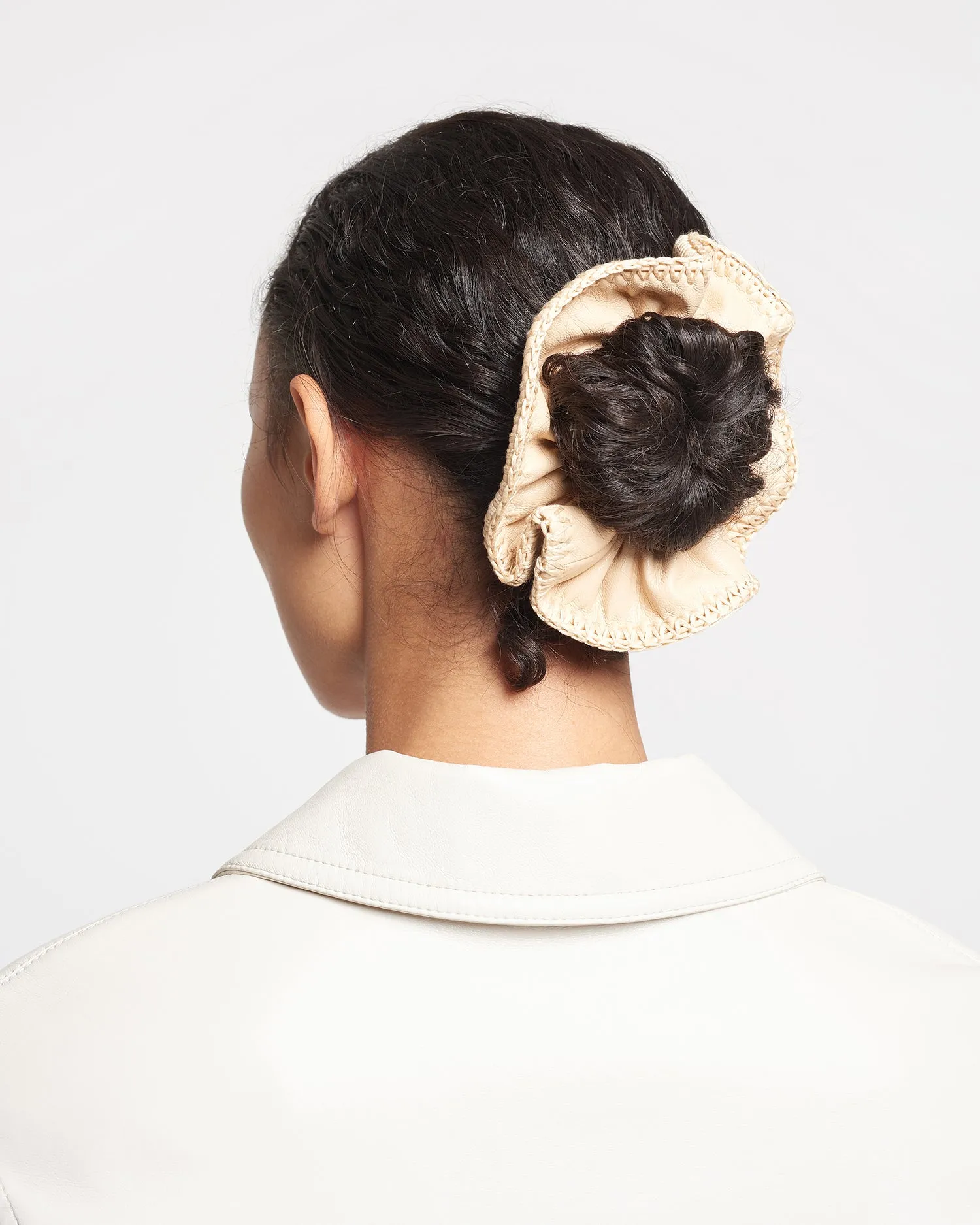 Lou - Alt-Leather Scrunchie - Eggshell