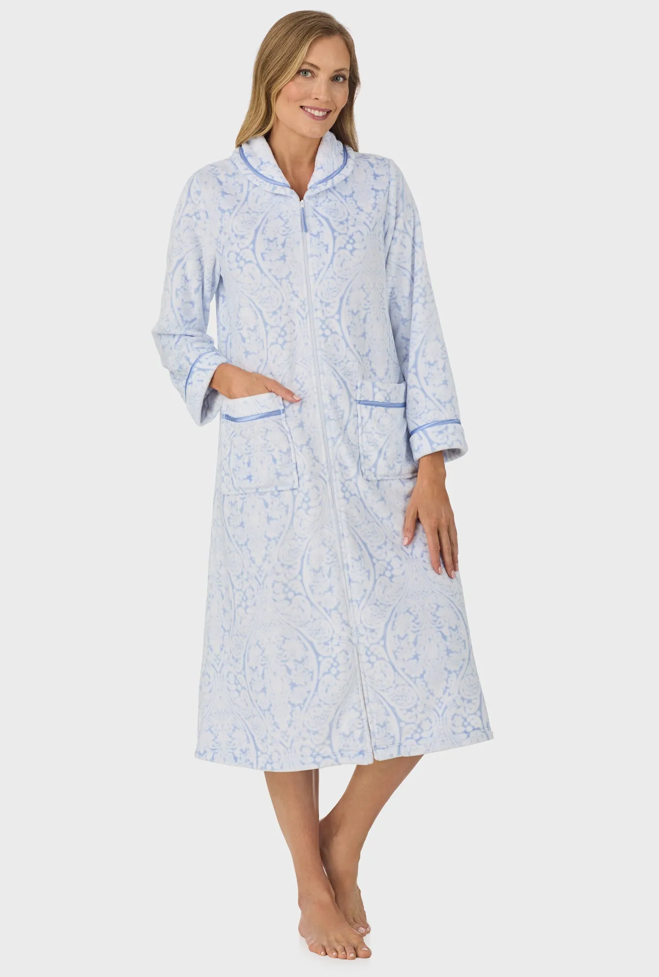 Malibu Damask Zipper Robe