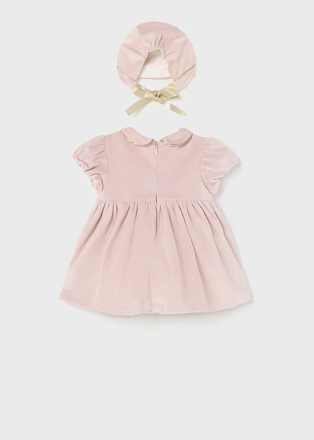Mayoral 2821 087 - Baby Rose Velvet Dress with Hat