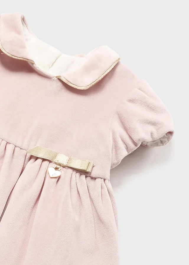 Mayoral 2821 087 - Baby Rose Velvet Dress with Hat